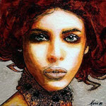Femme Fatale: La Catrina V ©2009, Acrylic on Canvas, Dimensions 6" w x 6" h, Private Collector