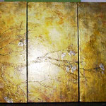 Cherry Blossom (Triptych) ©2005, Acrylic on Canvas, Dimensions 4" w x 12" h, Private Collector