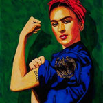 Frida the Riveter ©2009, Acrylic on Canvas, Dimensions 18" w x 24" h, Private Collector
