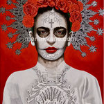 Frida Catrina ©2023,  Dimensions: 18" w  x 24" h, Acrylic on Canvas