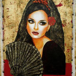 Malaguena Salerosa ©2009, Acrylic on Canvas, Dimensions 19" w x 26" h, Private Collector