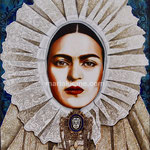 Frida Calavera ©2023, Acrylic on Canvas, Dimensions 16" w x 20" h, Private Collector