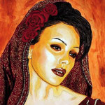 Rose Madonna ©2010, Acrylic on Canvas, Dimensions 18" w x 24" h, Private Collector