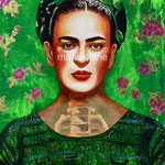 Frida ©2023,  Dimensions: 18" w  x 24" h, Acrylic on Canvas, Private Collector