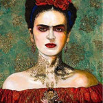 Frida P/V ©2008, Acrylic on Canvas, Dimensions 20" w x 25" h, Private Collector