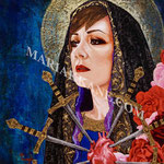 Dolorosa of the Seven Swords ©2022, Dimensions: 20" h x 16" w, Acrylic on Canvas, Private Collector