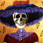 El Catrina ©2010, Acrylic on Wood, Dimensions 18" w x 24" h, Private Collector
