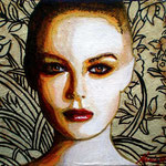 Femme Fatale: La Catrina II ©2009, Acrylic on Canvas, Dimensions 6" w x 6" h, Private Collector
