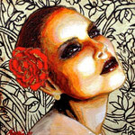 Femme Fatale: La Catrina I ©2009, Acrylic on Canvas, Dimensions 6" w x 6" h, Private Collector