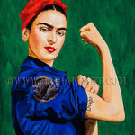Frida the Riveter II ©2012, Acrylic on Wood, Dimensions 18" w x 24" h, Private Collector