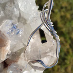 Bergkristall mit grünem Turmalin auf Sterlingsilber, 57 x 26 x 15mm     €105