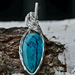Chrysokoll, Bergkristallperlen 5mm, facettiert, Sterlingsilber, 68 x 20 x 5mm     €142
