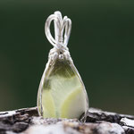 Prehnit, Silberperlen, Sterlingsilber, 45 x 19 x 6mm     €89
