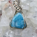 Larimar auf Sterlingsilber, handgeschliffen, 43 x 22 x 9mm, 8,1gr.     €142