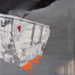 continere#13, 40 x 40 cm, Graphit/Öl/LW, 2023
