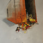 continere#10, 200 x 140 cm, Graphit/Öl/LW, 2022