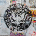 "The Ramones" , ca. 150cm x 150cm, Aerosol + Edding auf Aluminium + 16 Schallplattencovern