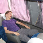 Beginn der Fahrt im Nachtbus