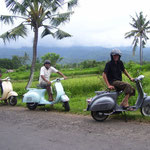 3 Vespas with their drivers hope to see YOU soon!