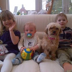 Children + dog ... and why not? Our little BONIE (now DOLLY) is one more in the family in UK.