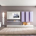 Cuisine intérieur design toulouse living salon rangement blanc et violet épuré moderne tendance 