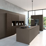 cuisine avec ilot nouveauté 2024 chez cuisine design Toulouse couleur bruns marron cuisine haute de gamme 
