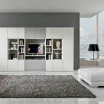 Cuisine intérieur design toulouse living salon rangement blanc et gris épuré moderne tendance meuble de télévision
