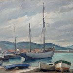 HP146 "St Tropez, ciel gris", huile sur toile 38 x 55 cm