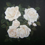 Nr. 25 Rosen weiß auf schwarz 30 x 30 cm