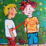  Kindergespräch 80 x 80 cm