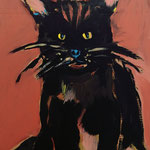 Katze auf Papier, 80 x 60