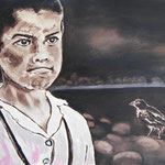 Junge mit Vogel 60 x 80 cm, verkauft