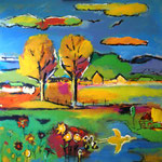 Landschaft 100 x 100 cm