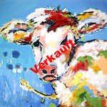 19. Neugierige Kuh 100 x 100 cm