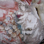 Dolls. Fabric, thread, acrylic, buttons.