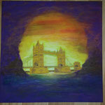 Tower Bridge / im violetten Nebel 50 x 50 cm --- 240,- Euro