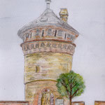 Turm im Schloss Werningerode Aquarellmalerei A5 61,- Euro
