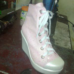 Zapato Botin tipo converse lentejuela rosa pastelplataforma 10 cm