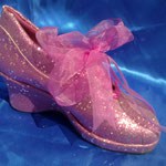 Zapato lentejuela rosa fiusha plataforma 7 cms