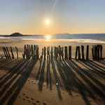 Coucher de soleil sur les brise-lames de St Malo