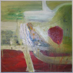Rote Flecken, Acryl mit Spachtel, 120 cm x 120 cm