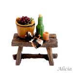 Mesa con uva y botella de vino (Ref. 3673)