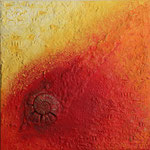 Ammonit // Größe 1,00 x 1,00 cm  -   Sandwelten // Frank Walter - Bilder aus Sand auf Leinwand mit Acrylfarbe