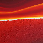 Horizont rot // Größe 1,70 x 0,70 m  -   Sandwelten // Frank Walter - Bilder aus Sand auf Leinwand mit Acrylfarbe