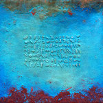 Blaues Sandspiel // Größe 0,95 x 1,25 m  -   Sandwelten // Frank Walter - Bilder aus Sand auf Leinwand mit Acrylfarbe