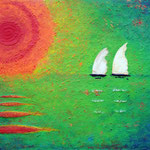 Abendsonne // Größe 1,70 x 1,30 m  -   Sandwelten // Frank Walter - Bilder aus Sand auf Leinwand mit Acrylfarbe