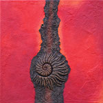 Ammonit kupfer // Größe 0,80 x 0,80 m  -   Sandwelten // Frank Walter - Bilder aus Sand auf Leinwand mit Acrylfarbe