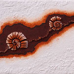 Ammonit weiß // Größe 1,50 x 0,65 m  -   Sandwelten // Frank Walter - Bilder aus Sand auf Leinwand mit Acrylfarbe