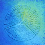 Traumscheibe blau // Größe 0,80 x 0,80 m  -   Sandwelten // Frank Walter - Bilder aus Sand auf Leinwand mit Acrylfarbe