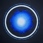 Mandala blue // Größe 1,00 x 1,00 m  -   Sandwelten // Frank Walter - Bilder aus Sand auf Leinwand mit Acrylfarbe